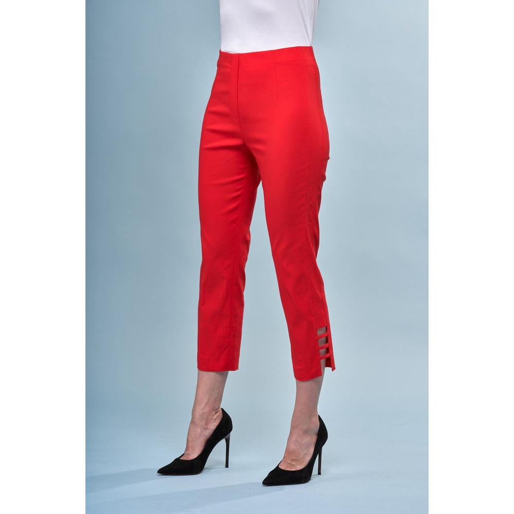 Women's Red Pull On Capri Pants Size 16 Insight New York Side Cutout NWT